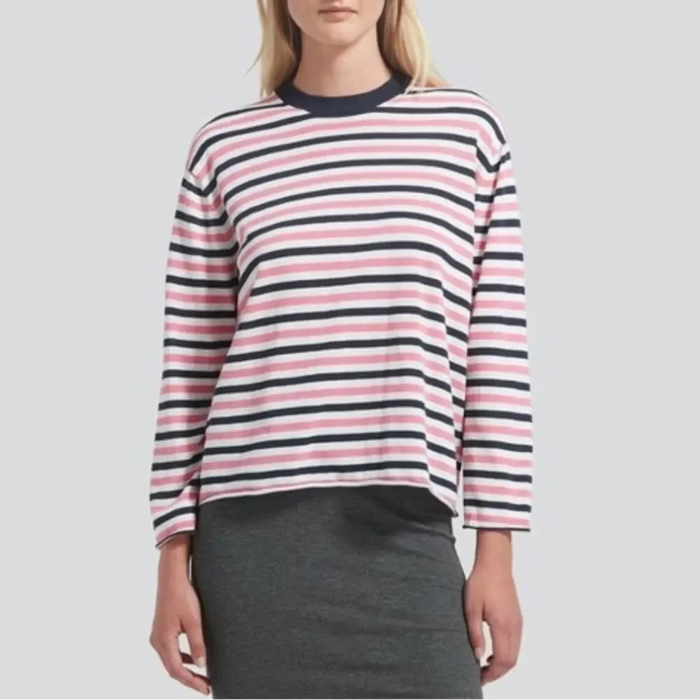 ATM Striped Long Sleeve Sweater Knit Top Cotton Pink Blue White Size XS - Picture 1 of 10